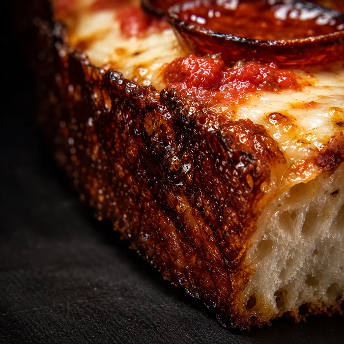 Close crop of a caramelised crust edge