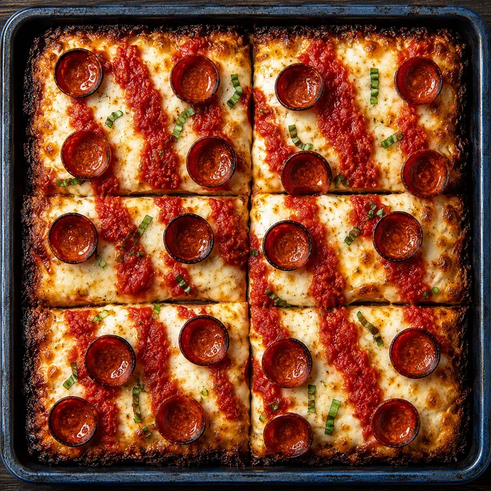Full pan cut into squares, overhead
